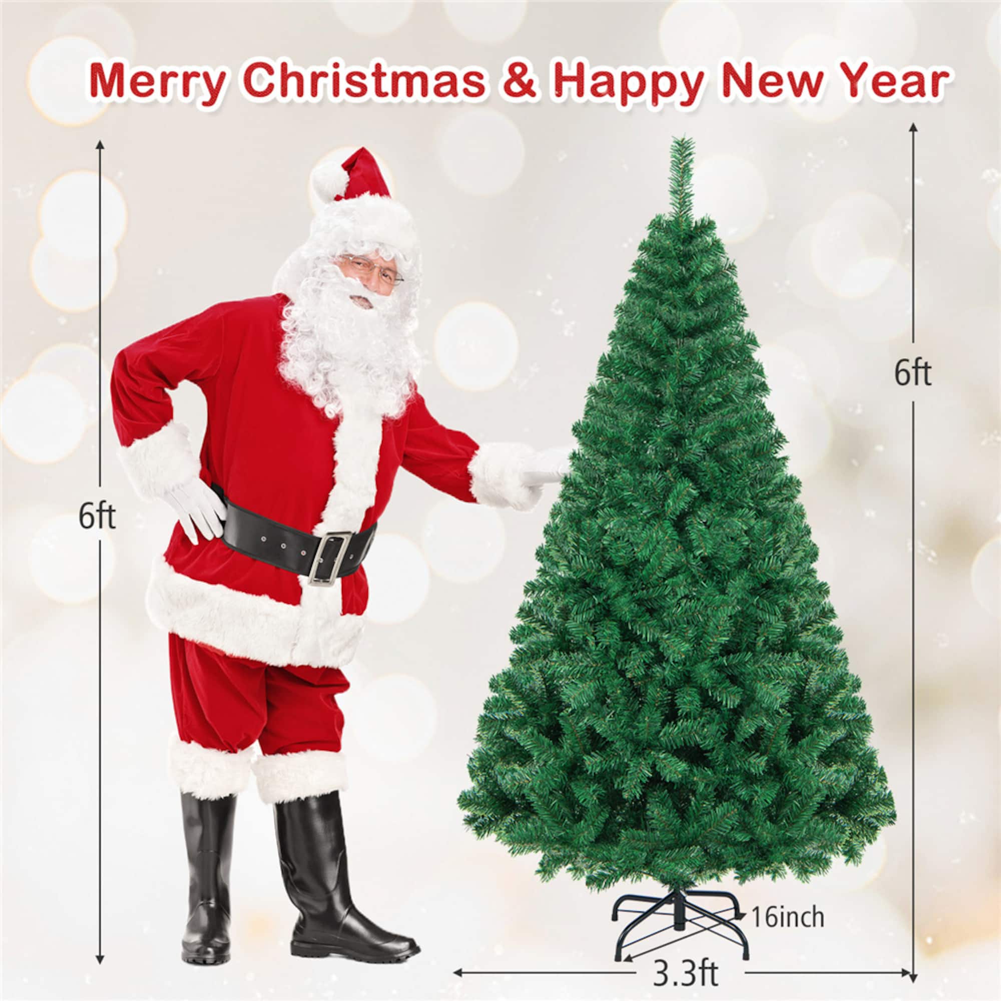 Costway 6ft. Unlit Green Artificial Christmas Tree